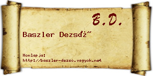 Baszler Dezső névjegykártya